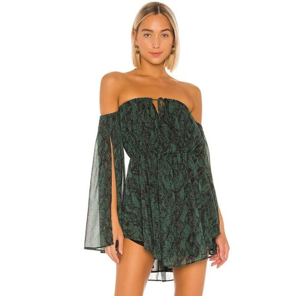 Michael Costello Dresses & Skirts - Michael Costello x Revolve NWT Geneve Mini Dress in Green Snake size Small